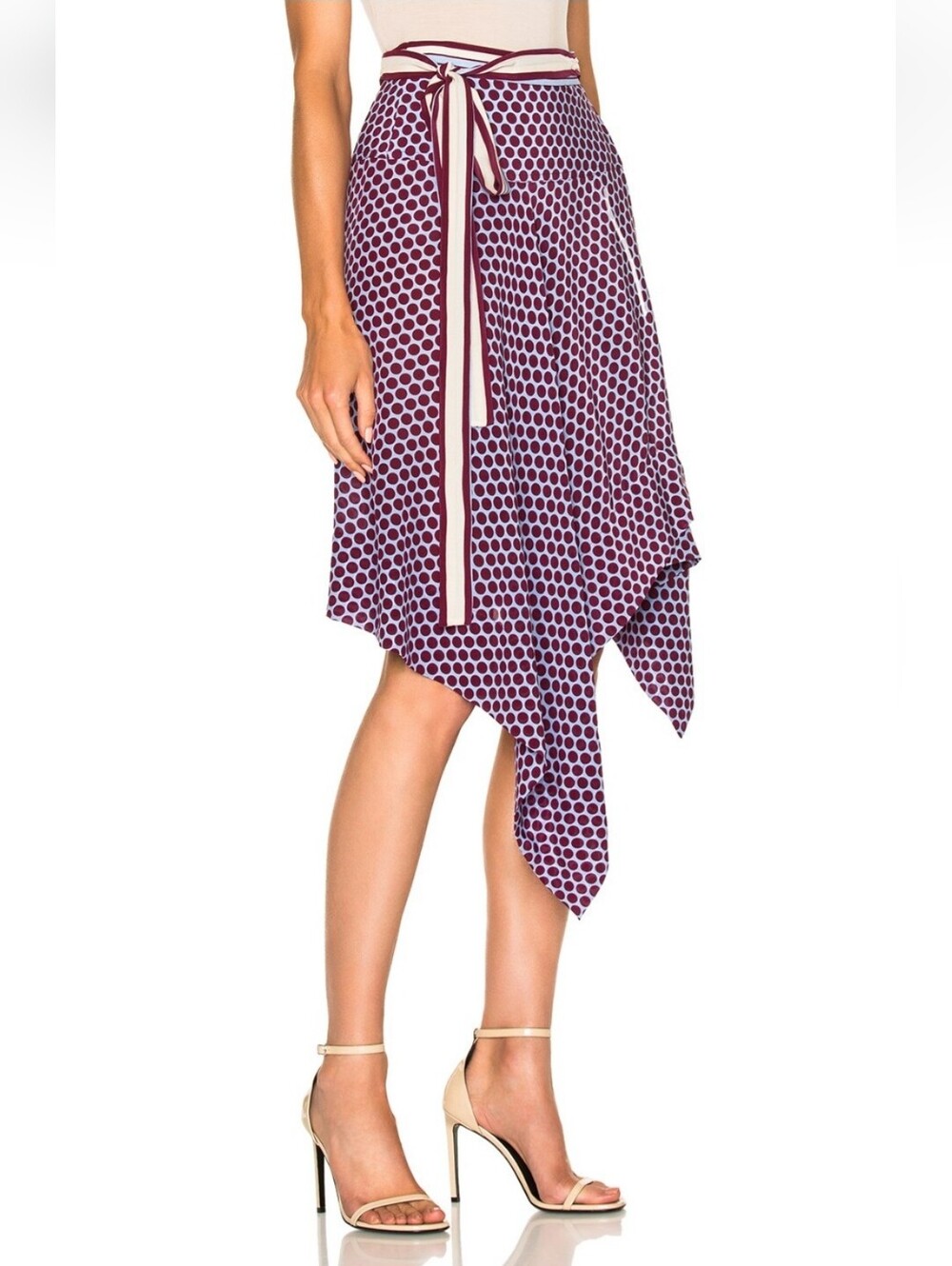 Alexis Danica Silk Polka Dot Asymmetrical Wrap Skirt